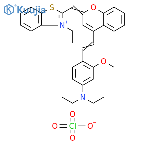Benzothiazolium,2-[[4-[2-[4-(diethylamino)-2-methoxyphenyl]ethenyl]-2H-1-benzopyran-2-ylidene]methyl]-3-ethyl-, perchlorate structure
