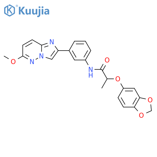 2-(2H-1,3-benzodioxol-5-yloxy)-N-(3-{6-methoxyimidazo[1,2-b]pyridazin-2-yl}phenyl)propanamide structure