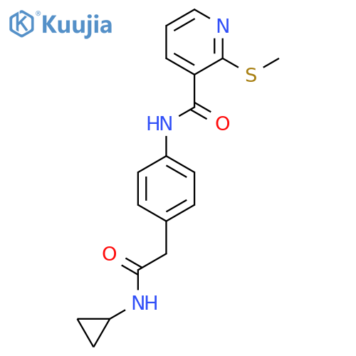 N-{4-[(cyclopropylcarbamoyl)methyl]phenyl}-2-(methylsulfanyl)pyridine-3-carboxamide structure