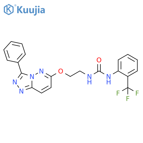 3-[2-({3-phenyl-[1,2,4]triazolo[4,3-b]pyridazin-6-yl}oxy)ethyl]-1-[2-(trifluoromethyl)phenyl]urea structure