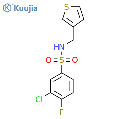 3-chloro-4-fluoro-N-(thiophen-3-yl)methylbenzene-1-sulfonamide structure