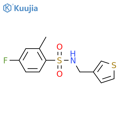 4-fluoro-2-methyl-N-[(thiophen-3-yl)methyl]benzene-1-sulfonamide structure