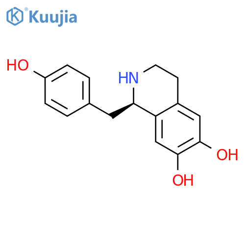 (1R)-1-(4-hydroxyphenyl)methyl-1,2,3,4-tetrahydroisoquinoline-6,7-diol structure