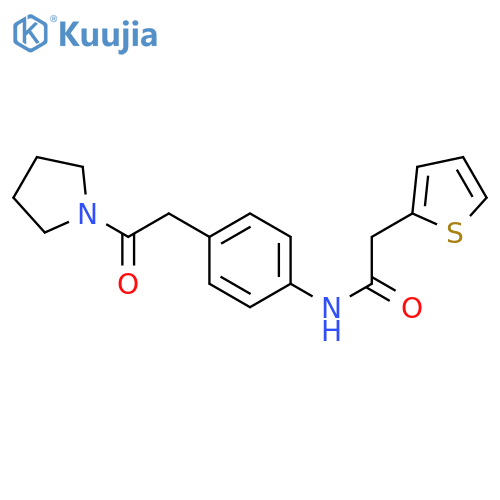N-{4-[2-oxo-2-(pyrrolidin-1-yl)ethyl]phenyl}-2-(thiophen-2-yl)acetamide structure