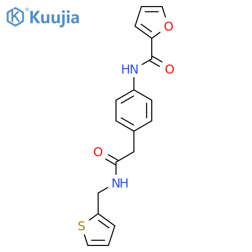 N-[4-({[(thiophen-2-yl)methyl]carbamoyl}methyl)phenyl]furan-2-carboxamide structure