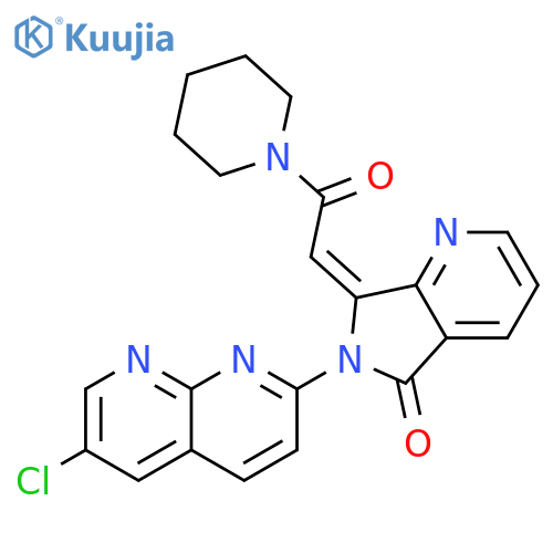 Piperidine, 1-[[6-(6-chloro-1,8-naphthyridin-2-yl)-5,6-dihydro-5-oxo-7H-pyrrolo[3,4-b]pyridin-7-ylidene]acetyl]-, (E)- (9CI) structure