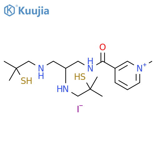 Pyridinium, 3-[[[2,3-bis[(2-mercapto-2-methylpropyl)amino]propyl]amino]carbonyl]-1-methyl-, iodide (1:1) structure