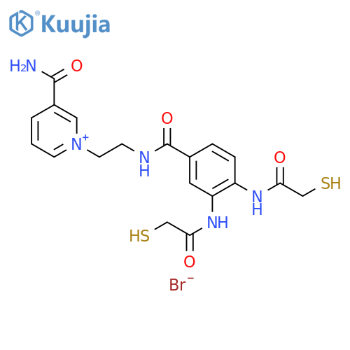 Pyridinium, 3-(aminocarbonyl)-1-[2-[[3,4-bis[(2-mercaptoacetyl)amino]benzoyl]amino]ethyl]-, bromide (1:1) structure