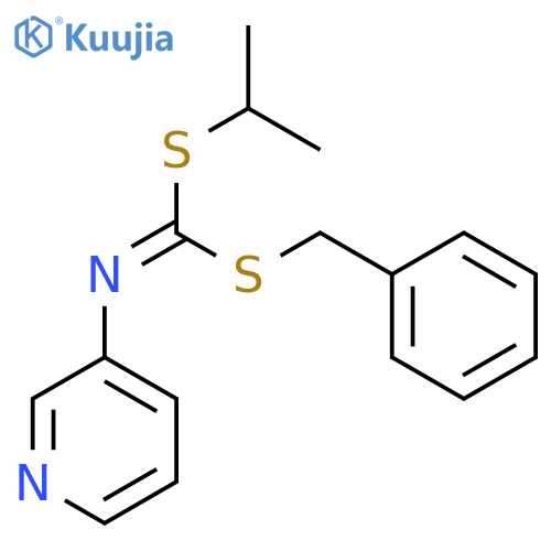 Carbonimidodithioic acid, 3-pyridinyl-, 1-methylethyl phenylmethyl ester structure