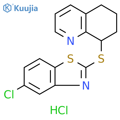Quinoline, 8-[(5-chloro-2-benzothiazolyl)thio]-5,6,7,8-tetrahydro-, hydrochloride (1:1) structure
