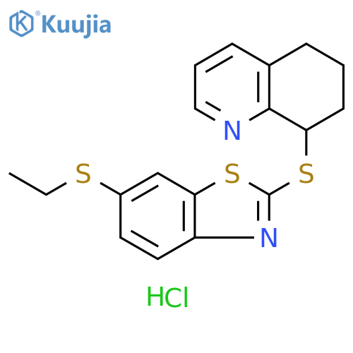 Quinoline, 8-[[6-(ethylthio)-2-benzothiazolyl]thio]-5,6,7,8-tetrahydro-, hydrochloride (1:1) structure