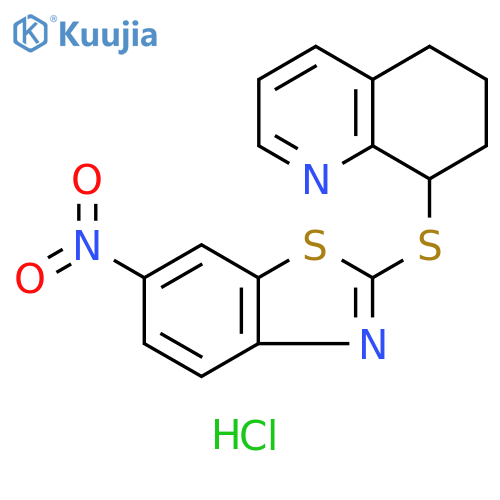 Quinoline, 5,6,7,8-tetrahydro-8-[(6-nitro-2-benzothiazolyl)thio]-,monohydrochloride structure