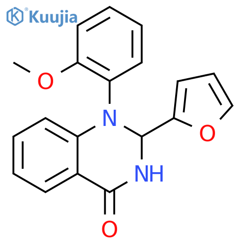 4(1H)-Quinazolinone, 2-(2-furanyl)-2,3-dihydro-1-(2-methoxyphenyl)- structure