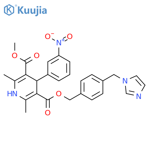 3,5-Pyridinedicarboxylic acid, 1,4-dihydro-2,6-dimethyl-4-(3-nitrophenyl)-, 3-[[4-(1H-imidazol-1-ylmethyl)phenyl]methyl] 5-methyl ester structure