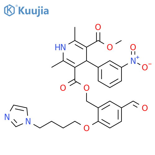 3,5-Pyridinedicarboxylic acid, 1,4-dihydro-2,6-dimethyl-4-(3-nitrophenyl)-, 3-[[5-formyl-2-[4-(1H-imidazol-1-yl)butoxy]phenyl]methyl] 5-methyl ester structure