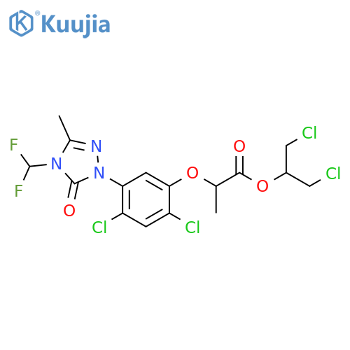 Propanoic acid, 2-[2,4-dichloro-5-[4-(difluoromethyl)-4,5-dihydro-3-methyl-5-oxo-1H-1,2,4-triazol-1-yl]phenoxy]-, 2-chloro-1-(chloromethyl)ethyl ester structure