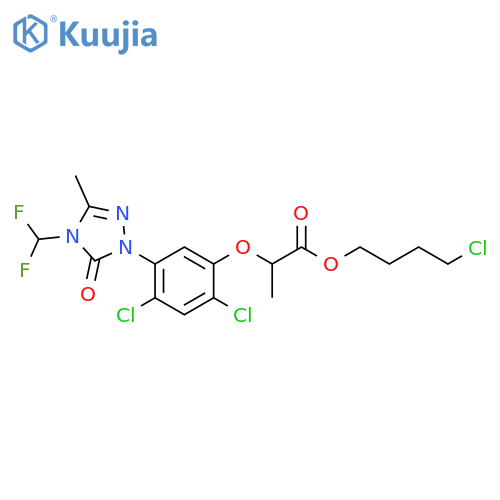 Propanoic acid, 2-[2,4-dichloro-5-[4-(difluoromethyl)-4,5-dihydro-3-methyl-5-oxo-1H-1,2,4-triazol-1-yl]phenoxy]-, 4-chlorobutyl ester structure