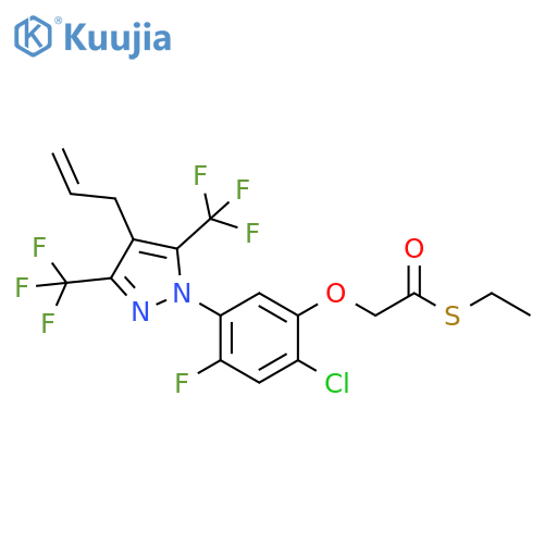 Ethanethioic acid, 2-[2-chloro-4-fluoro-5-[4-(2-propen-1-yl)-3,5-bis(trifluoromethyl)-1H-pyrazol-1-yl]phenoxy]-, S-ethyl ester structure