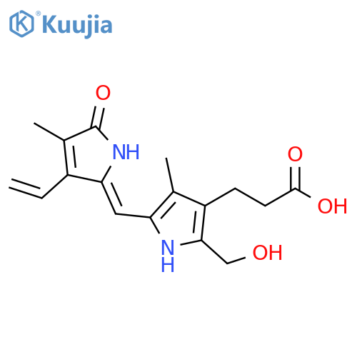 1H-Pyrrole-3-propanoic acid, 5-[(3-ethenyl-1,5-dihydro-4-methyl-5-oxo-2H-pyrrol-2-ylidene)methyl]-2-(hydroxymethyl)-4-methyl-, (Z)- (9CI) structure