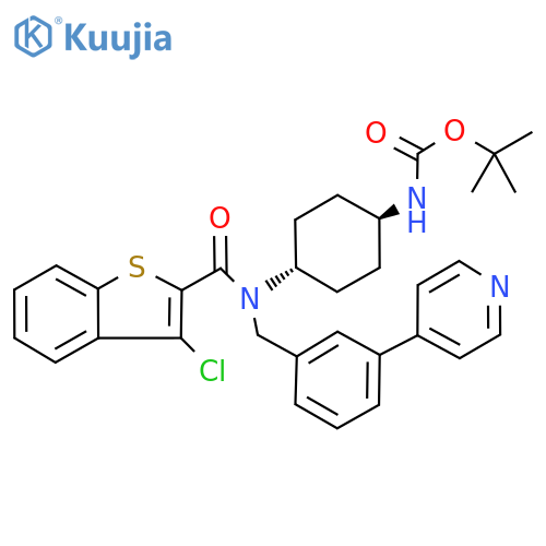 {4-[(3-Chloro-benzo[b]thiophene-2-carbonyl)-(3-pyridin-4-yl-benzyl)-amino]-cyclohexyl}-carbamic acid tert-butyl-ester structure