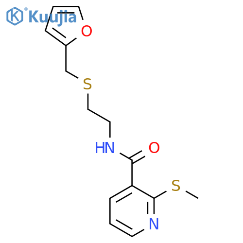 N-(2-{(furan-2-yl)methylsulfanyl}ethyl)-2-(methylsulfanyl)pyridine-3-carboxamide structure