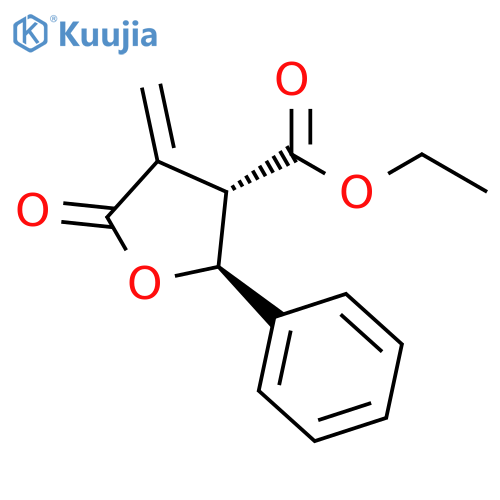3-Furancarboxylic acid, tetrahydro-4-methylene-5-oxo-2-phenyl-, ethylester, trans- structure