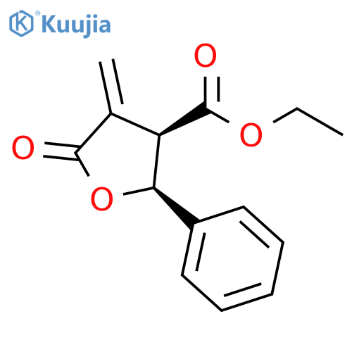 3-Furancarboxylic acid, tetrahydro-4-methylene-5-oxo-2-phenyl-, ethyl ester, cis- (9CI) structure