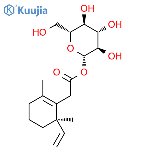 (6R)-beta-D-glucopyranosyl 2-(2,6-dimethyl-6-vinylcyclohex-1-enyl)acetate structure
