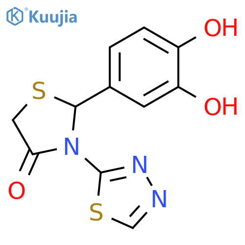 4-Thiazolidinone, 2-(3,4-dihydroxyphenyl)-3-(1,3,4-thiadiazol-2-yl)- structure
