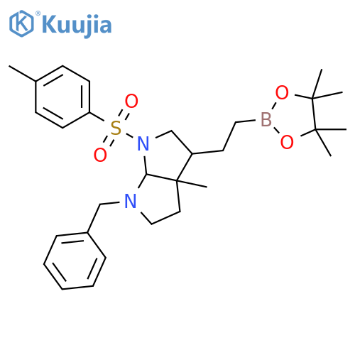 Pyrrolo[2,3-b]pyrrole, octahydro-3a-methyl-1-[(4-methylphenyl)sulfonyl]-6-(phenylmethyl)-3-[2-(4,4,5,5-tetramethyl-1,3,2-dioxaborolan-2-yl)ethyl]-, (3R,3aS,6aR)-rel- structure