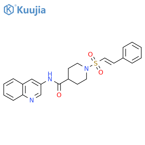 1-(2-phenylethenesulfonyl)-N-(quinolin-3-yl)piperidine-4-carboxamide structure