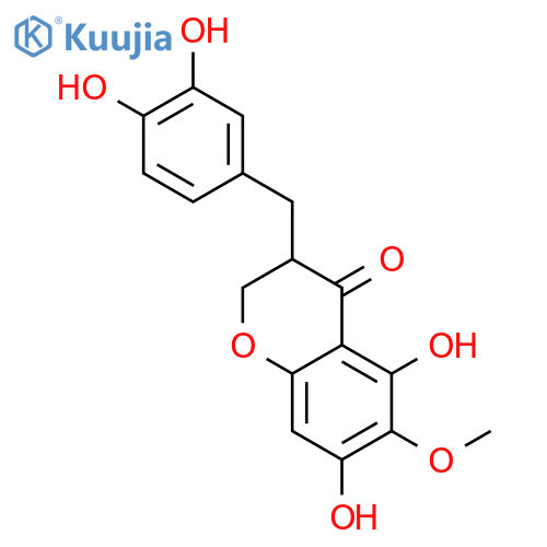 3-(3,4-dihydroxybenzyl)-5,7-dihydroxy-6-methoxychroman-4-one structure