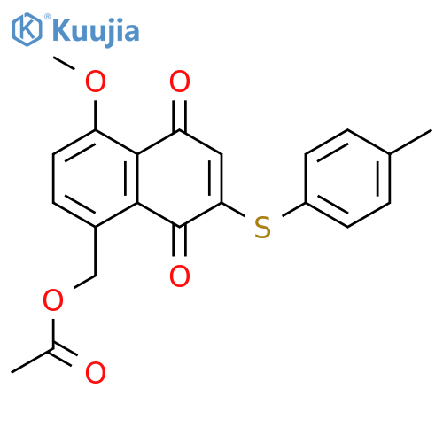 1,4-Naphthalenedione,8-[(acetyloxy)methyl]-5-methoxy-2-[(4-methylphenyl)thio]- structure