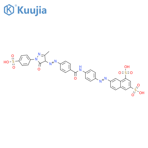 1,3-Naphthalenedisulfonic acid,7-[[4-[[4-[[4,5-dihydro-3-methyl-5-oxo-1-(4-sulfophenyl)-1H-pyrazol-4-yl]azo]benzoyl]amino]phenyl]azo]- structure