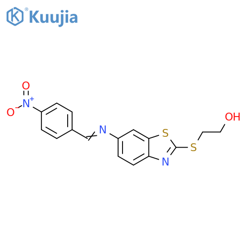 Ethanol, 2-[[6-[[(4-nitrophenyl)methylene]amino]-2-benzothiazolyl]thio]- structure