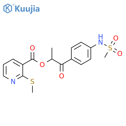 1-(4-Methanesulfonamidophenyl)-1-oxopropan-2-yl 2-(methylsulfanyl)pyridine-3-carboxylate structure