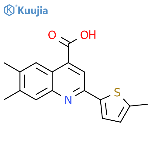 6,7-dimethyl-2-(5-methylthiophen-2-yl)quinoline-4-carboxylic acid structure