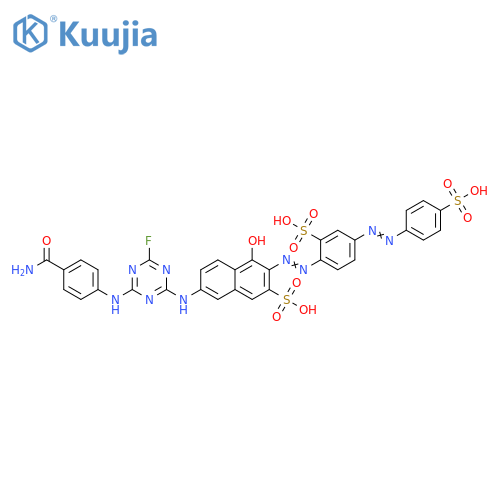 2-Naphthalenesulfonic acid,7-[[4-[[4-(aminocarbonyl)phenyl]amino]-6-fluoro-1,3,5-triazin-2-yl]amino]-4-hydroxy-3-[[2-sulfo-4-[(4-sulfophenyl)azo]phenyl]azo]- structure