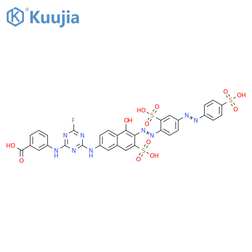 Benzoic acid,3-[[4-fluoro-6-[[5-hydroxy-7-sulfo-6-[[2-sulfo-4-[(4-sulfophenyl)azo]phenyl]azo]-2-naphthalenyl]amino]-1,3,5-triazin-2-yl]amino]- structure