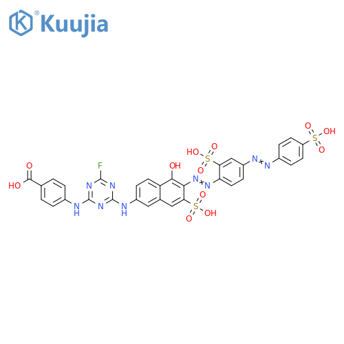 Benzoic acid,4-[[4-fluoro-6-[[5-hydroxy-7-sulfo-6-[[2-sulfo-4-[(4-sulfophenyl)azo]phenyl]azo]-2-naphthalenyl]amino]-1,3,5-triazin-2-yl]amino]- structure