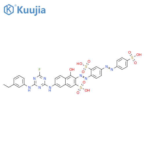 2-Naphthalenesulfonic acid,7-[[4-[(3-ethylphenyl)amino]-6-fluoro-1,3,5-triazin-2-yl]amino]-4-hydroxy-3-[[2-sulfo-4-[(4-sulfophenyl)azo]phenyl]azo]- structure
