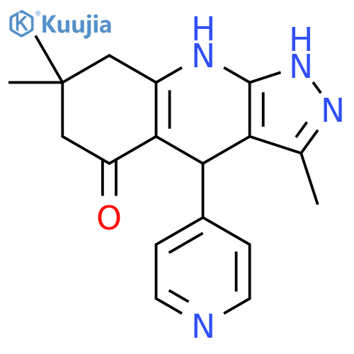 5H-Pyrazolo[3,4-b]quinolin-5-one, 1,4,6,7,8,9-hexahydro-3,7,7-trimethyl-4-(4-pyridinyl)- structure