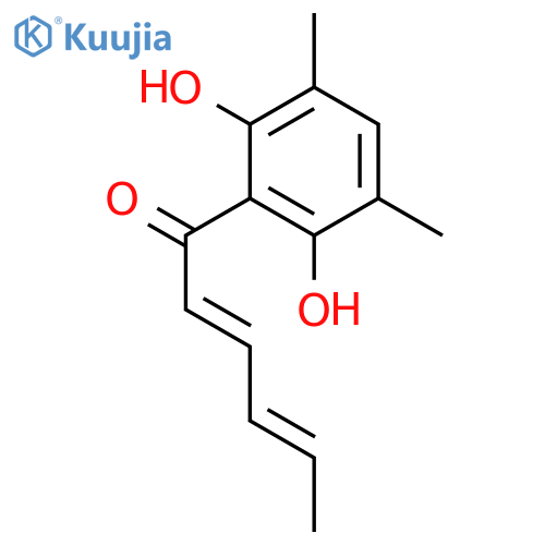 (2E,4E)-1-(2,6-dihydroxy-3,5-dimethyl-phenyl)hexa-2,4-dien-1-one structure