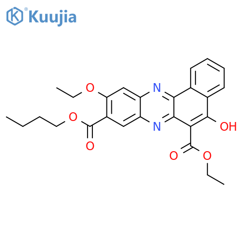 Benzo[a]phenazine-6,9-dicarboxylic acid, 10-ethoxy-5-hydroxy-, 9-butyl6-ethyl ester structure