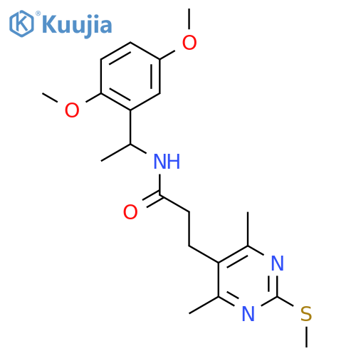 N-[1-(2,5-dimethoxyphenyl)ethyl]-3-[4,6-dimethyl-2-(methylsulfanyl)pyrimidin-5-yl]propanamide structure