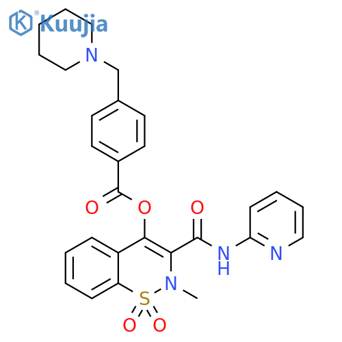 Benzoic acid, 4-(1-piperidinylmethyl)-, 2-methyl-1,1-dioxido-3-[(2-pyridinylamino)carbonyl]-2H-1,2-benzothiazin-4-yl ester structure