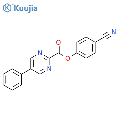 2-Pyrimidinecarboxylic acid, 5-phenyl-, 4-cyanophenyl ester structure