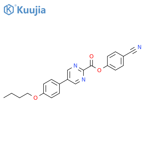 2-Pyrimidinecarboxylic acid, 5-(4-butoxyphenyl)-, 4-cyanophenyl ester structure