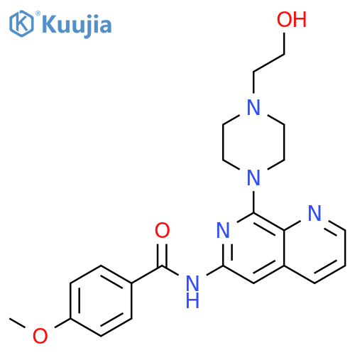 Benzamide,N-[8-[4-(2-hydroxyethyl)-1-piperazinyl]-1,7-naphthyridin-6-yl]-4-methoxy- structure