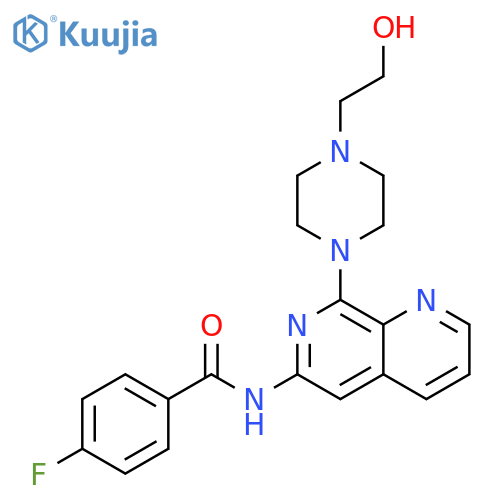 Benzamide,4-fluoro-N-[8-[4-(2-hydroxyethyl)-1-piperazinyl]-1,7-naphthyridin-6-yl]- structure